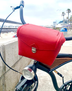 Open image in slideshow, &quot;Transit&quot; Box Convertible Bicycle Bag. Red leather.
